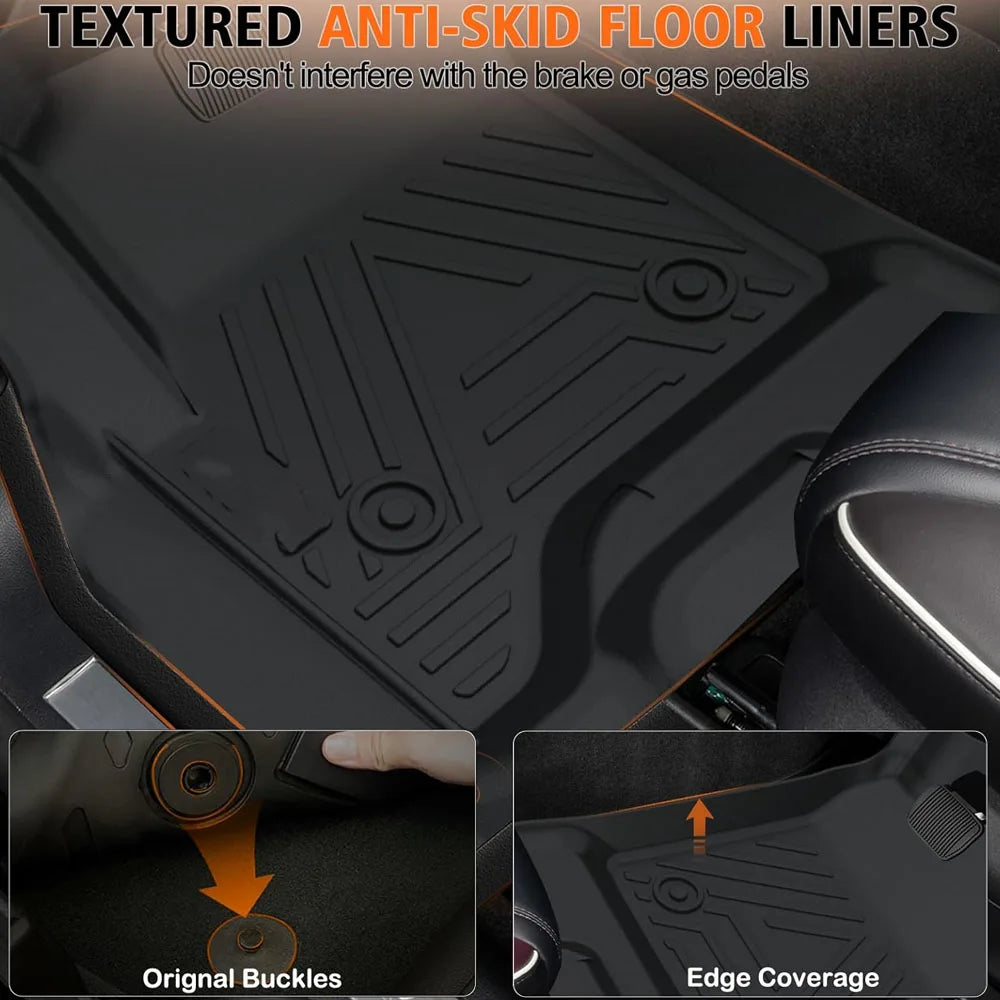3PCS New Quality All Weather Car Floor Mats Durable For Chevy Silverado 1500 2014-2019 TPE Automotive Floor Mats Waterproof Heavy Duty Car Mats Flexible Floor Liners
