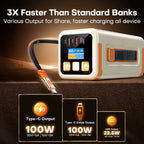 QOOVI 50000mAh Power Bank PD 100W Fast Charging Portable Large Battery Capacity Power Station For iPhone Laptop Samsung Xiaomi Car Mobile World