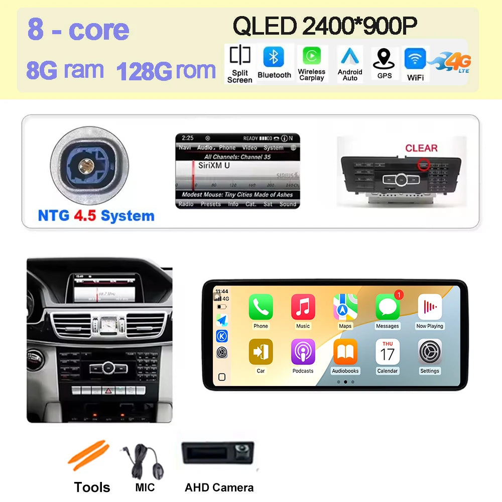 Wireless Carplay Car Radio Multimedia For Mercedes Benz E Class W212 2009 - 2016 QLED Screen 4G Android 15 Auto Accessories Ster CM World