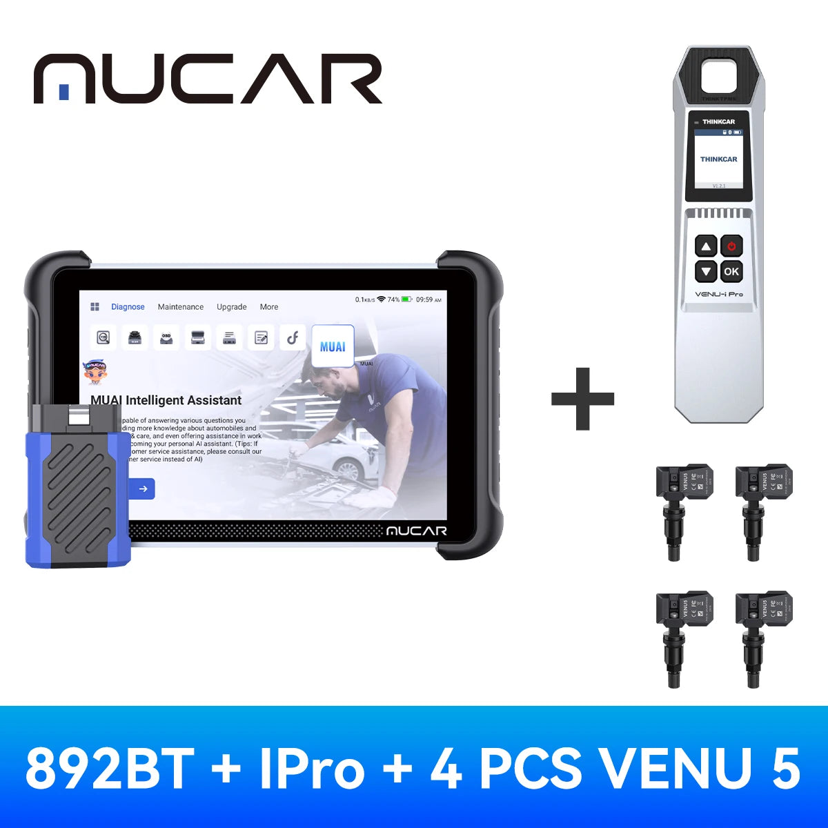 MUCAR 892BT AI Bidirectional Automotive Diagnostic Tool Key Programmer Obd2 Scanner ECU Coding CANFD DOIP 35 Resets Life Free