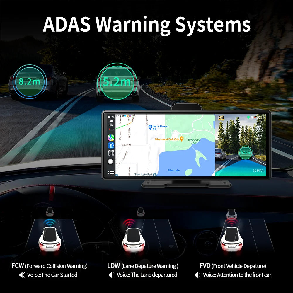 Imagebon 10.26"/11.4" 4K Dash Cam ADAS Wireless CarPlay Android Auto Car DVR Camera AUX 5G WiFi GPS Navigation Video Recorder