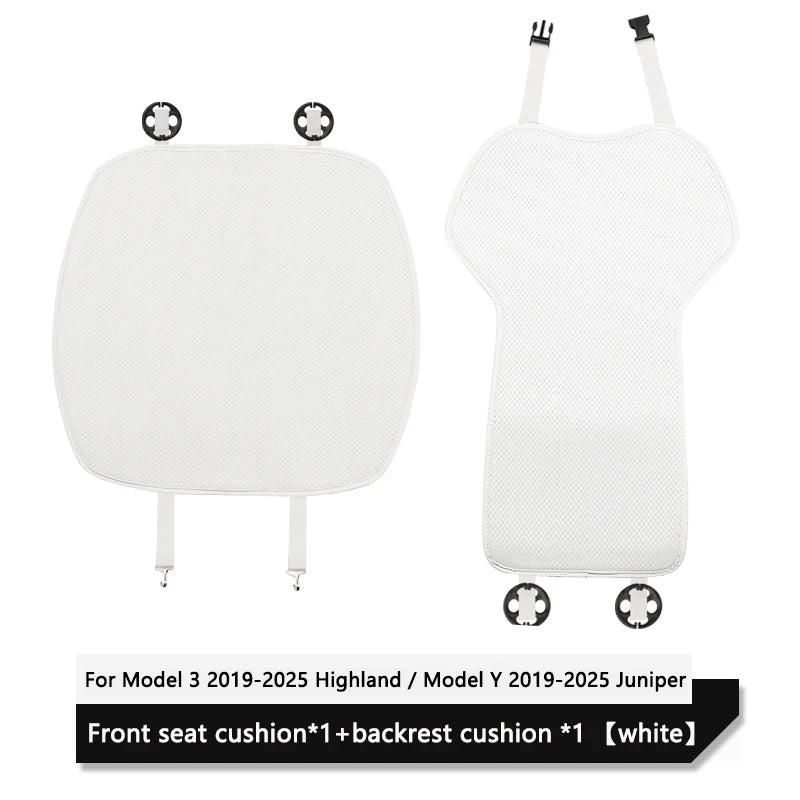 Car Ice Silk Seat Cushion Cover For Tesla Model 3 / Y Juniper 2019-2026 Breathable Comfortable Seat Pad Car Interior Accessories