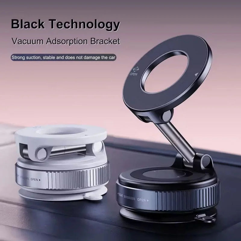 Magnetic Car Phone Holder Foldable Design 360 °     Adjustable Vacuum Mount for Car/Desk/Bathroom/Universal Use CM World