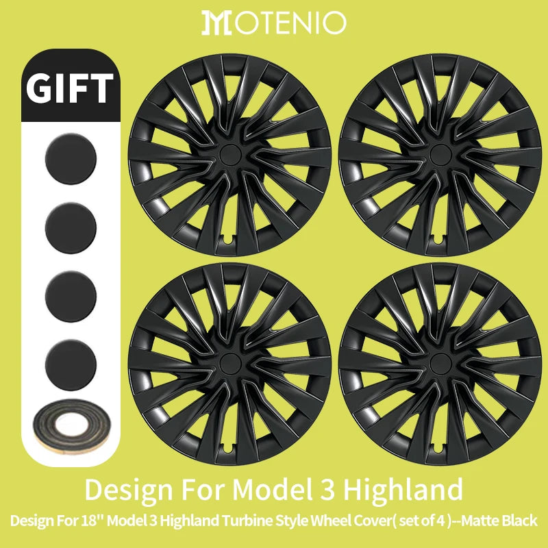 4PCS for Model 3 Highland (2024-2026) 18 Inch Right＆Left Hubcaps Storm Style Replacement Accessories Wheel Cover for Tesla