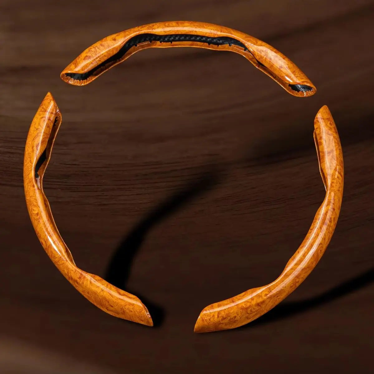 3 pcs of segmented peach wood texture car steering wheel cover, high-end and minimalist car steering wheel decoration