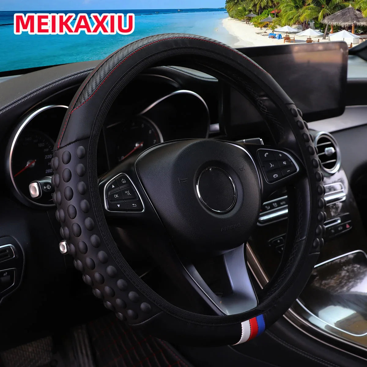 Car silicone massage beads, car without inner ring steering wheel cover, car decorative items, suitable for 14.5 - 15 inches. CM World