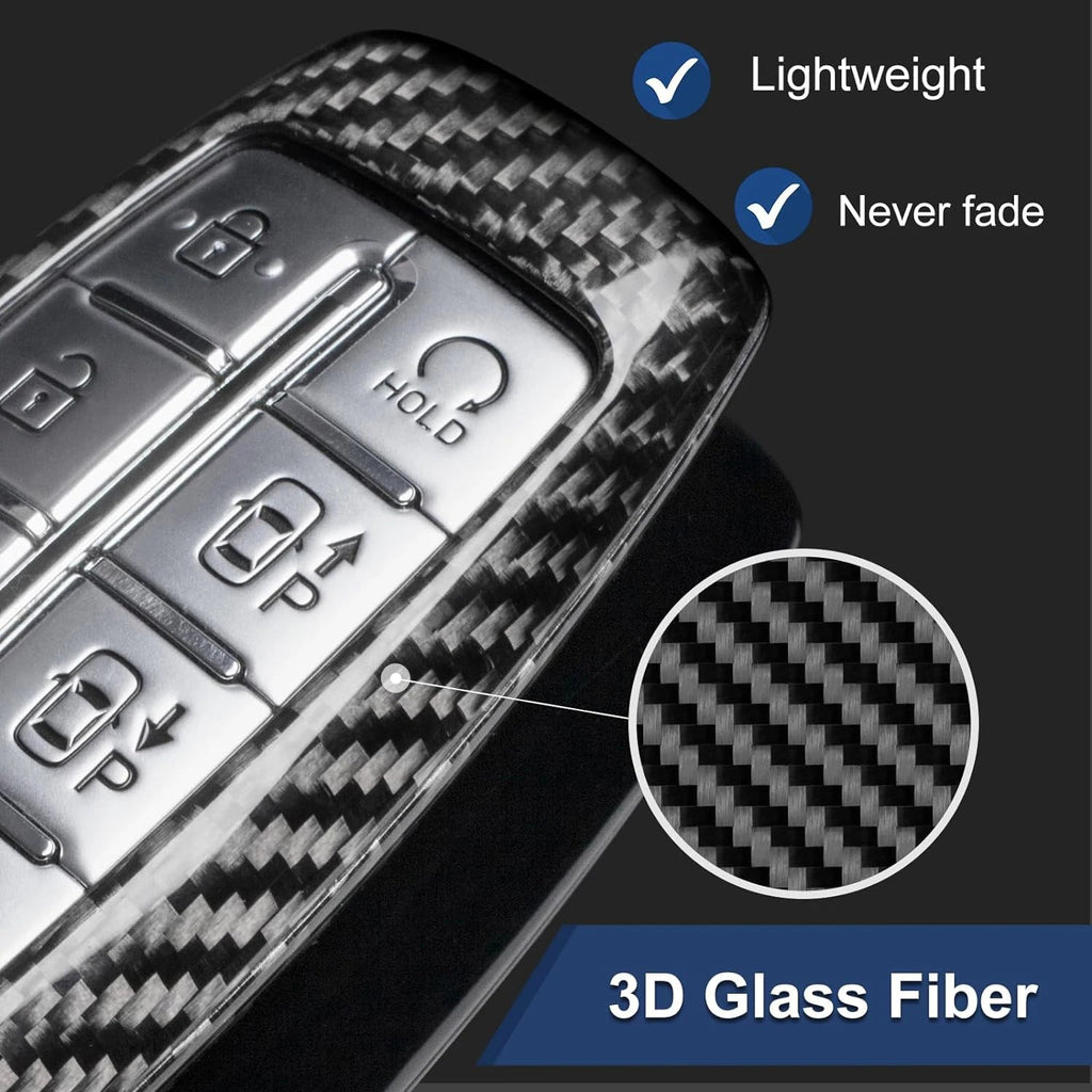 For 8 6 4 Button Genesis Key Cover Carbon Fiber Key Shell For Hyundai Genesis GV70 GV80 GV90 Key Case with Keychain Accessories CM World