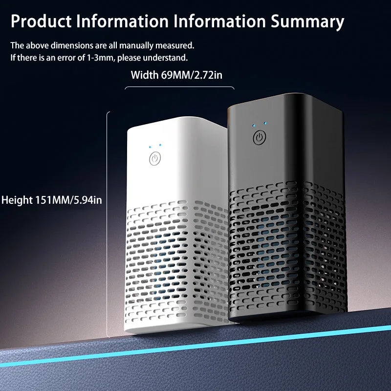 Smart Car Air Purifier Fragrance Diffuser Portable for Office Desktop & Auto Eliminate Smoke Odor USB Charging High Purification CM World