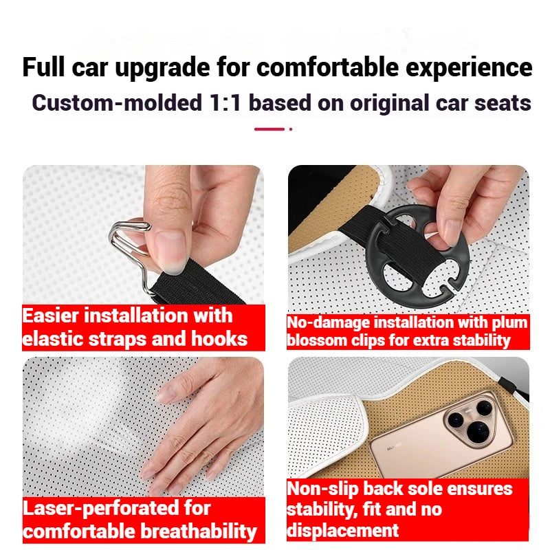For New Tesla Model Y Juniper 2025 Nappa Leather Seat Cover Punching Breathable Seat Cushion Cover Car Interior Seat Accessories CM World