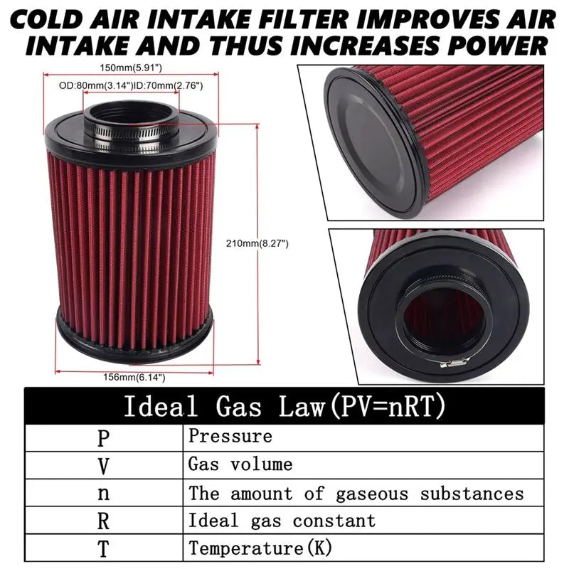NEW HOT In Stock-70MM High Flow Car Air Filter E-2993 Cold Air Intake Air Filter For Ford Focus Escape MKC RS-OFI106