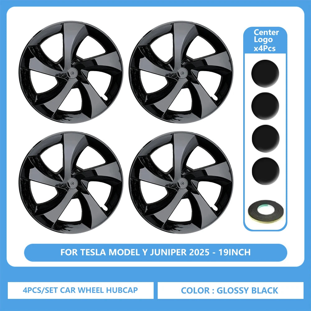 4PCS 19Inch Hub Cap for Tesla Model Y Juniper 2025 Performance Wheel Hubcap Right&Left Wheel Cap Full Rim Cover Car Accessories CM World