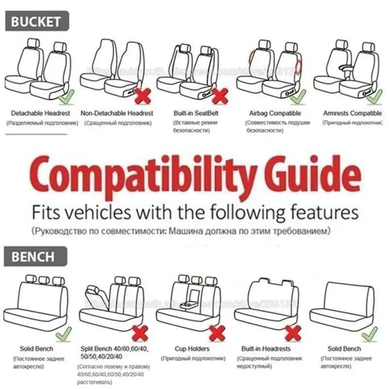Universal Car Seat Covers Full Set Fit Front Rear Auto Seat Protector Tire Track Pattern for Cars SUV
