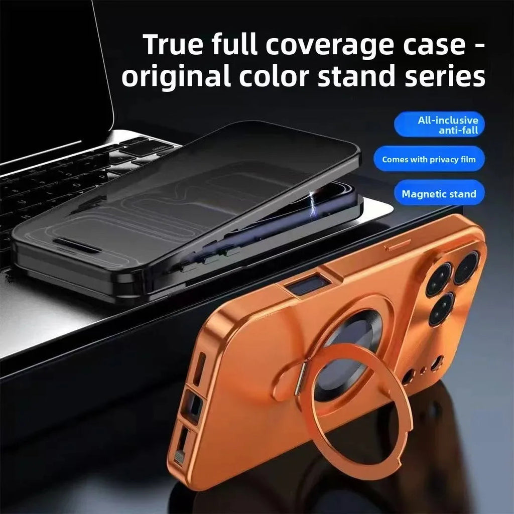 Original Farve Bagplade Mobiletui Til iPhone 17/14/15/16 Pro Max Magnetsuge Holder Metalramme All-Inclusive Spejlbeskyttelse Etu