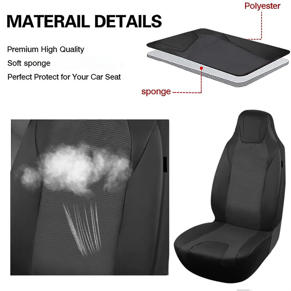 AUTOKING High Back Car Seat Covers Universal Size Fit For Most Car SUV PU Leather Spliced With Dot Jacquard Fabric Seat covers CM World