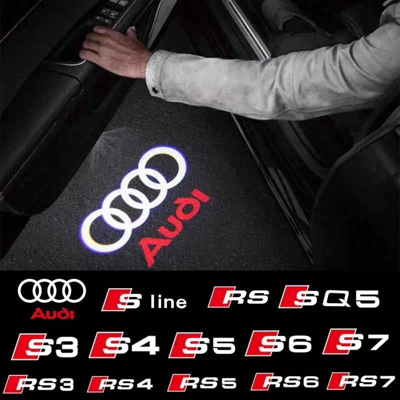 2Pcs Car Door Welcome Light Led HD Projector Lamp Courtesy Lights for Audi Sline S3 S4 S5 S6 S7 RSA3 A5 RS3 RS4 RS5 RS6 RS7 SQ5 CM World