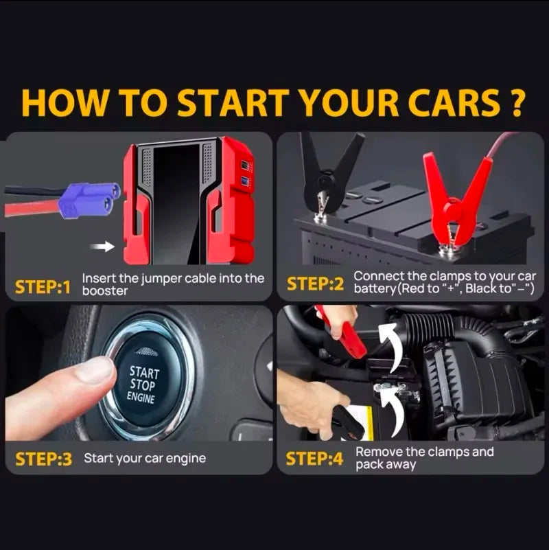 12V Car Jump Starter , 3000A Peak 99800mAh Portable Power Bank ,12V Auto Battery Booster with LCD Display, Emergency LED Light