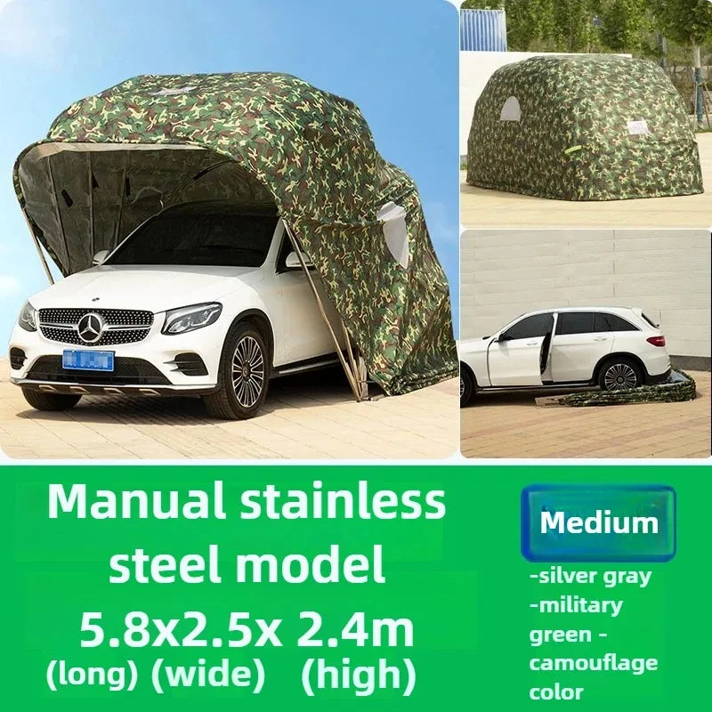 Any Size Custom Fully Automatic Folding Carport Waterproof Sunshade Mobile Garage Outdoor Parking Shelter Durable Oxford Fabric