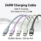 Anker 240W USB-C to USB-C Braided Charging Cable PD Fast Charging Cord Ultra Soft Wire For iPhone 15 16 Samsung MacBook Laptop