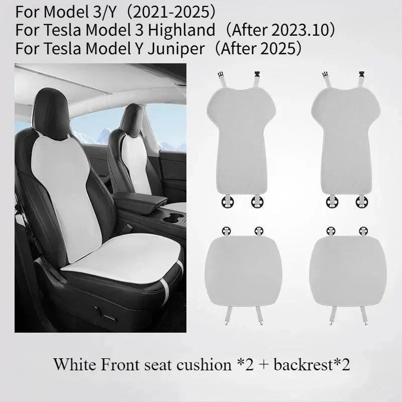 Ice Silk Seat Cushion for Tesla Model 3 Y Juniper 2025 Breathable Mat Seat Cover Cushion Replacement Pad Summer Car Accessories Car Mobile World