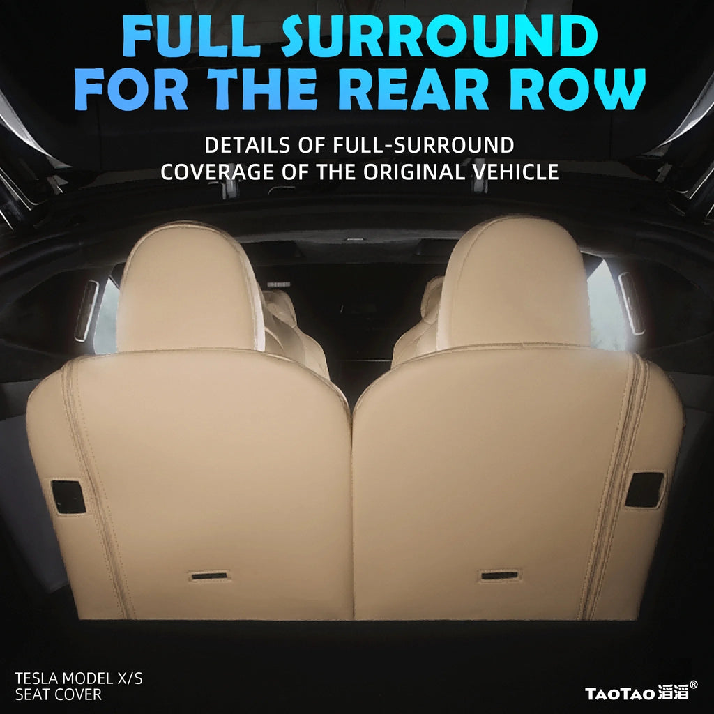 360° Full Cover Leather Seat Covers for Tesla Model X S 5/6/7 Seaters, Custom Fit Car Cushion, High Quality Car Accessories