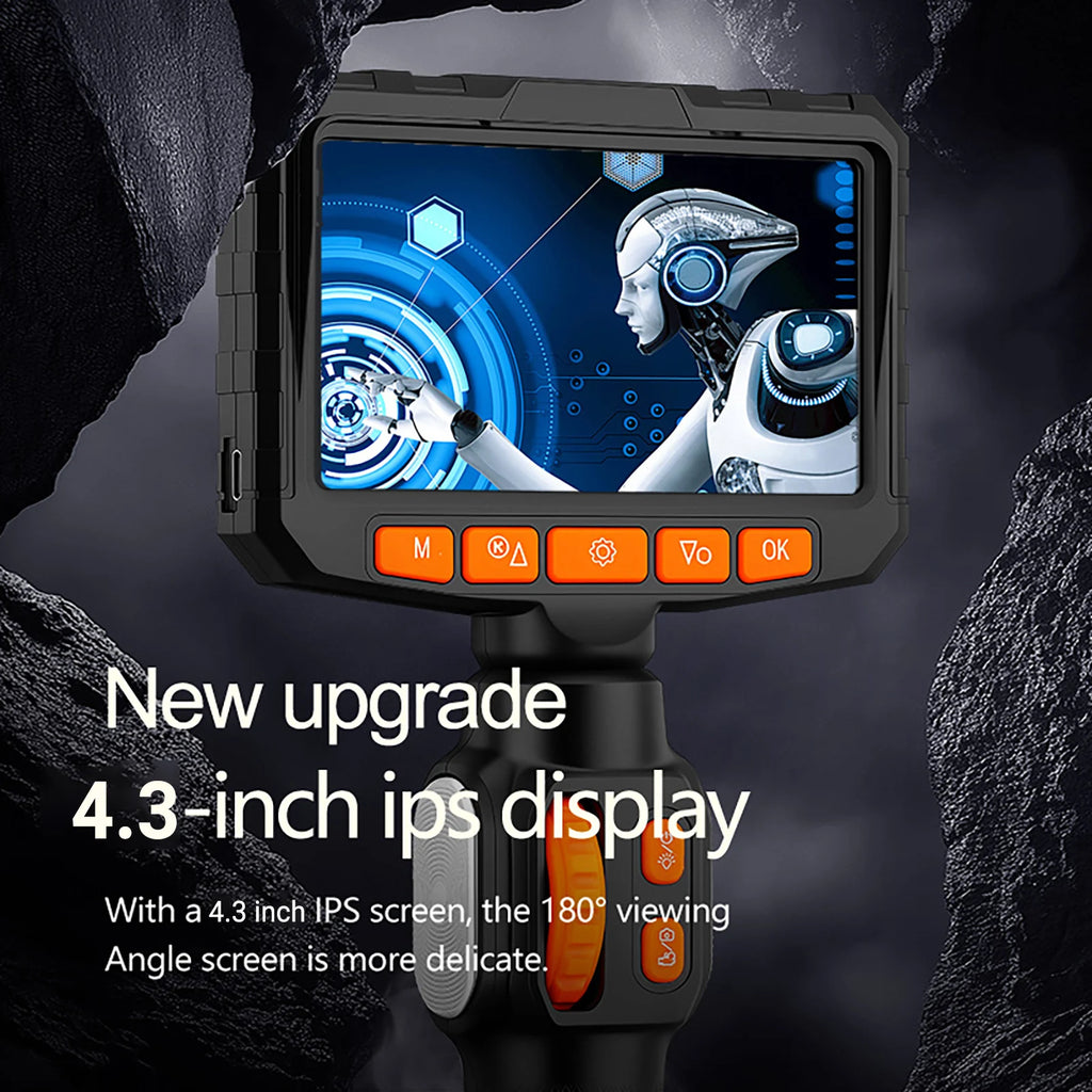 Articulating Borescope Camera 4.3 Inch 1080P HD Automotive Endoscopic Camera With IP67 3.9mm & 6mm Probe For Auto Repair Pipe