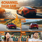Dashcam for Cars 4 Channel Black Box WiFi Driving Camera FHD 1080P Night Vision Loop Recording Add Hardwire Kit Car Accessories Car Mobile World