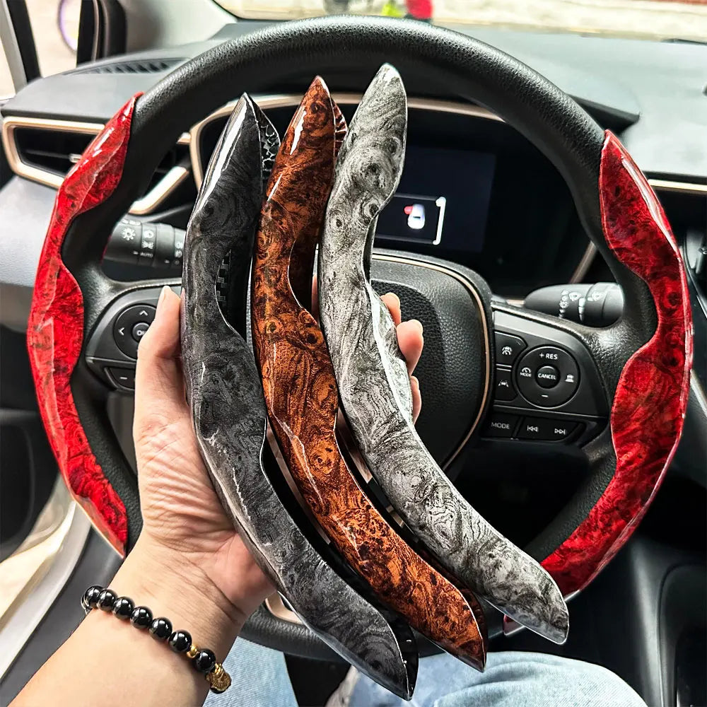 D-shaped,Round Car Steering Wheel Cover Peach Wood Grain Retro Style Modified Steering Wheel Styling Anti-slip Accessories 2025 CM World