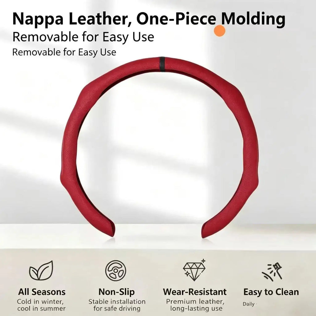 Car Steering Wheel Cover Nappa Leathe Universal 38CM 15 Inch Non-Slip Breathable Sweat-Absorbent Sport Steering Wheel Cover