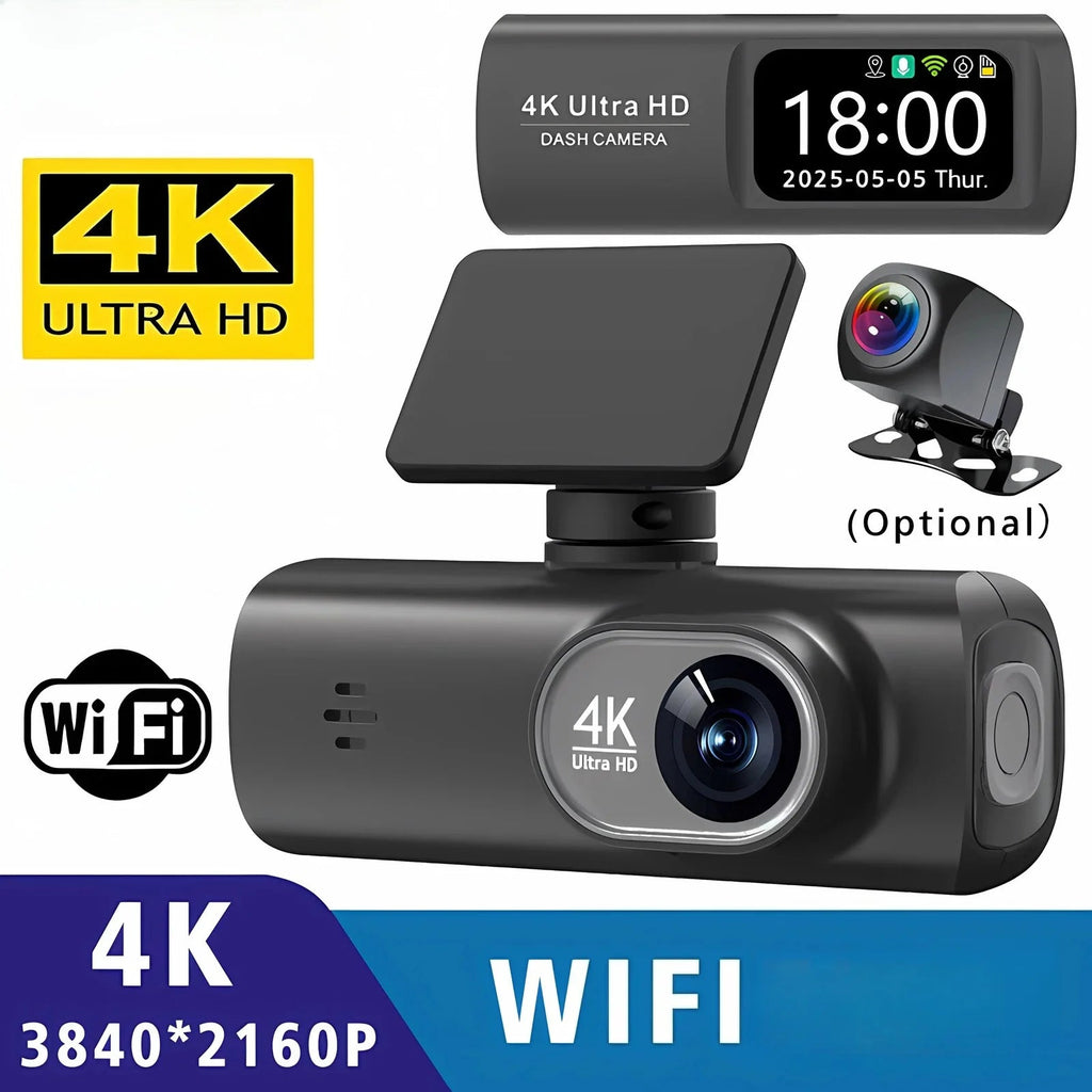 Dash Cam 4K 3840*2160P WIFI Car DVR Front and Rear Dual Lens Auto Car Camera With Night Vision Dashcam 24H Parking Monitor Car Mobile World
