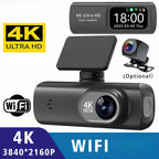 Dash Cam 4K 3840*2160P WIFI Car DVR Front and Rear Dual Lens Auto Car Camera With Night Vision Dashcam 24H Parking Monitor Car Mobile World