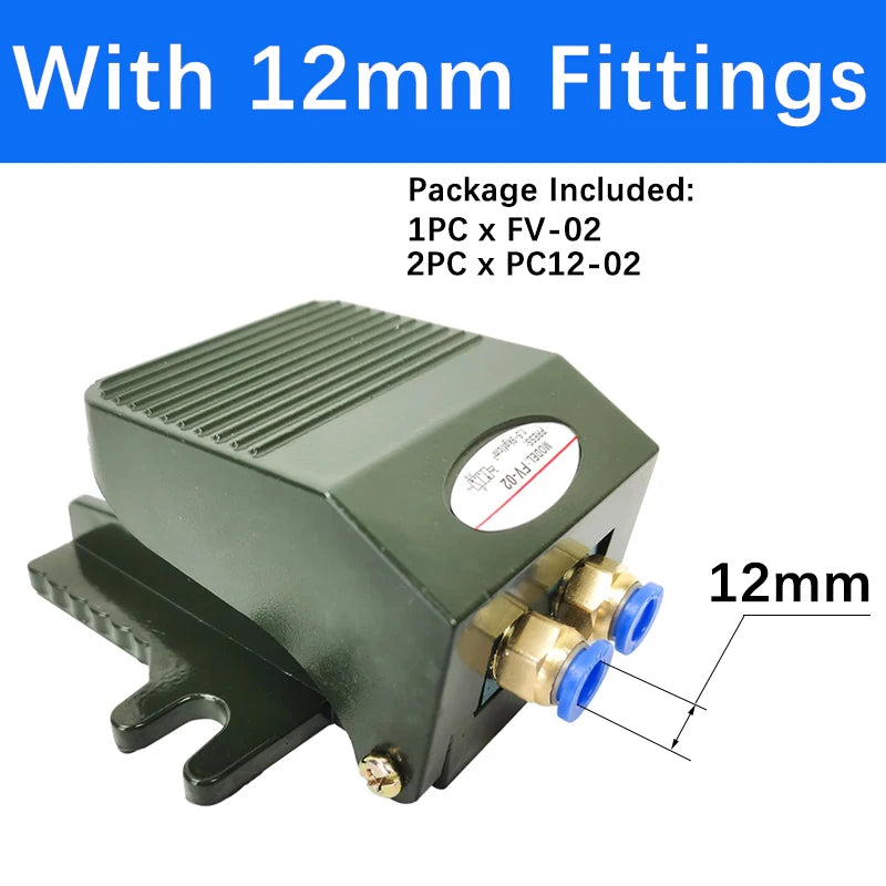 FV-02 2 Way 2 Position Foot Pneumatic Pedal Valve Tool Switch Air Valves With PC Connector 1/4BSP Threaded