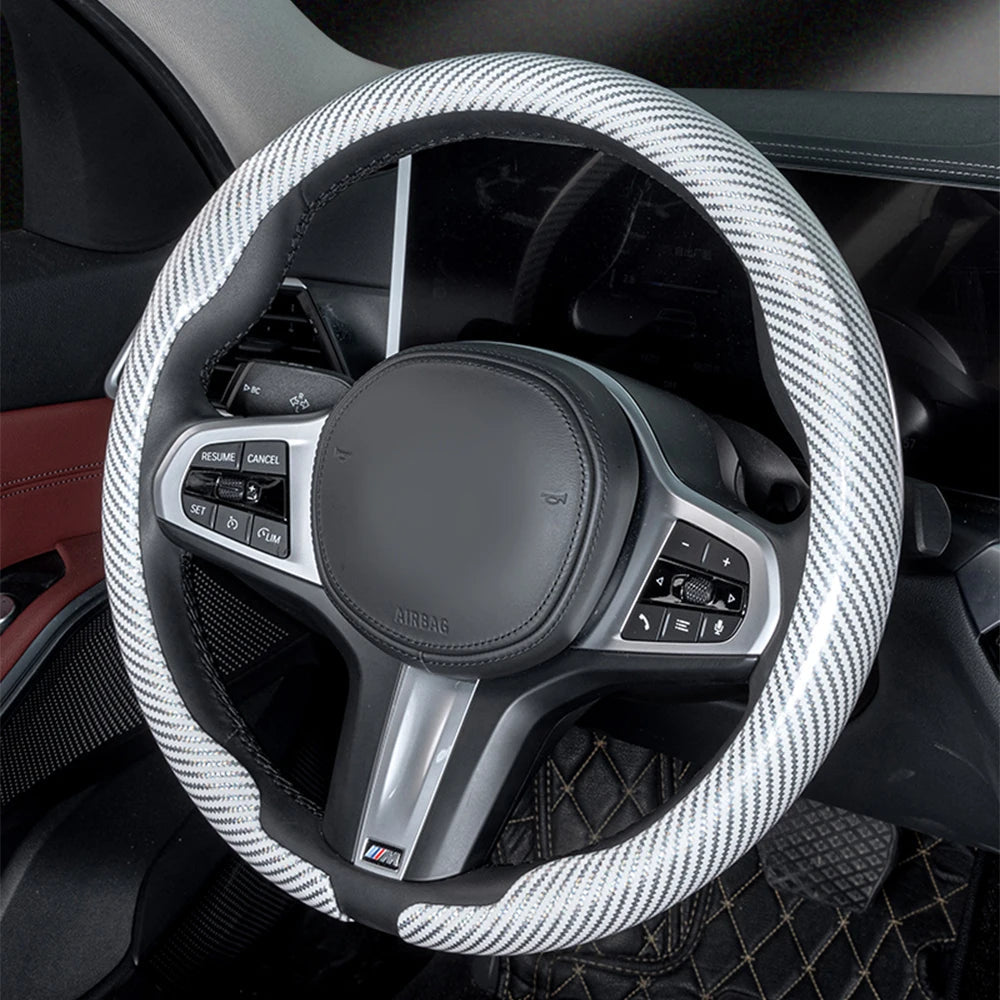 Steering Size 36-38cm Universal Non-slip D-shaped Round Breathable Car Steering Wheel Cover Protector Suitable Auto Accessories CM World