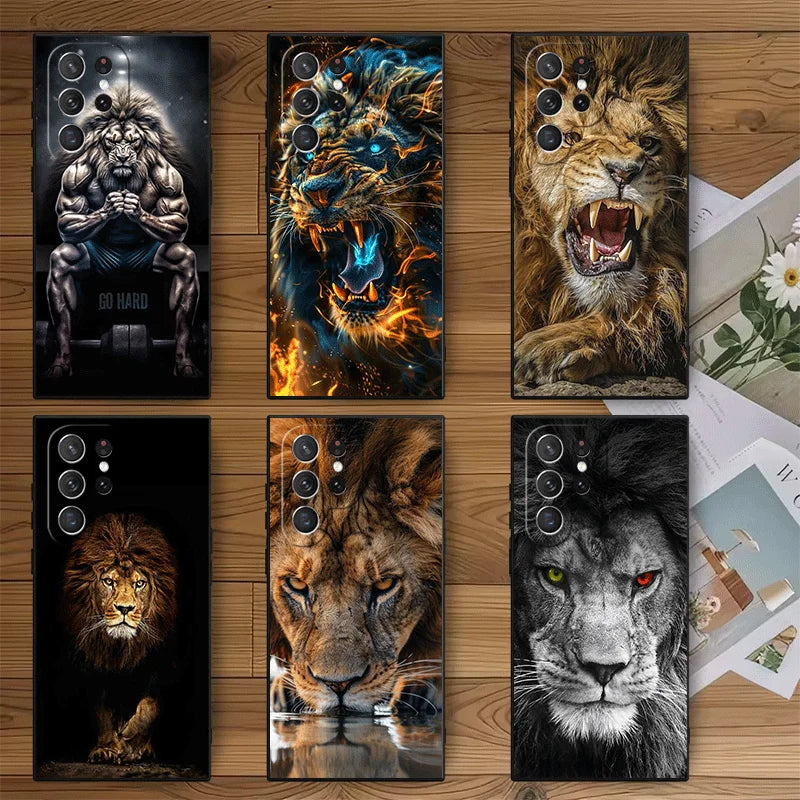 Lion Male Man King Soft Phone Case for Samsung Galaxy S26 S25 Edge S24 Ultra S23 Plus S22 S21 FE S20 Black Cover Back Shell