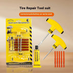 Car Tire Puncture Plugs Vacuum Tire Pass Emergency Repair Tools Glue Strips Glue Quick Repair Tire Repair Kit Patch Tool Set CM World