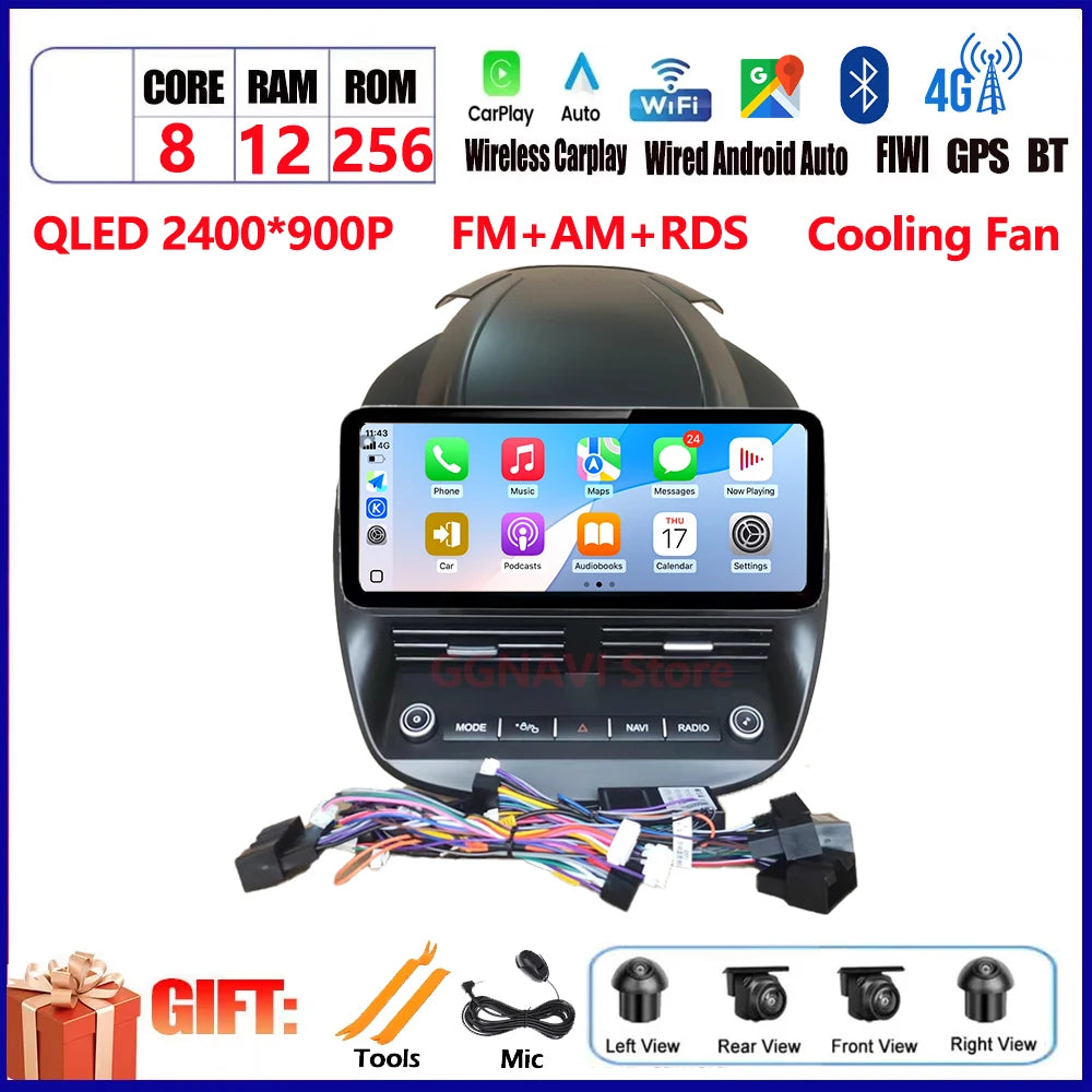 For Ford Kuga 2013 2014 2015 2016-2018 QLED Multimedia Video Player Navigation GPS 12.3Inch Screen Car Accessories 4G LTE Wifi CM World