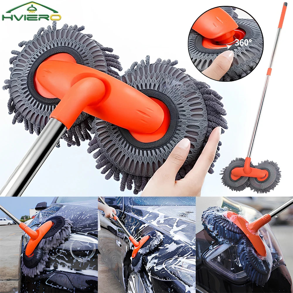 1X Car Cleaning Wash Multipurpose Kit Microfiber Brush Mop Sponge Wipe Auto Home Tools Universal Clean Accessories Yellow Gray CM World