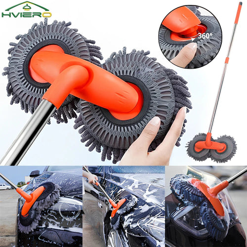1X Car Cleaning Wash Multipurpose Kit Microfiber Brush Mop Sponge Wipe Auto Home Tools Universal Clean Accessories Yellow Gray CM World