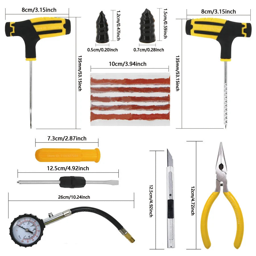 ZFOUEK Auto Tire Repair Kit Puncture Plug Tools Tyre Puncture Emergency for Universal Tire Strips Stiring Glue Repair Tool CM World