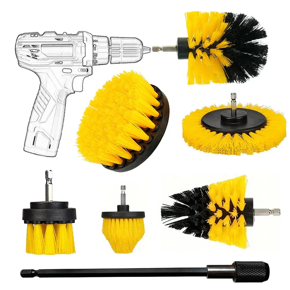Nylon round Cleaning Brush Set for Electric Drill High-Density Bristle Carpet And Glass Cleaning Tool Kit. CM World
