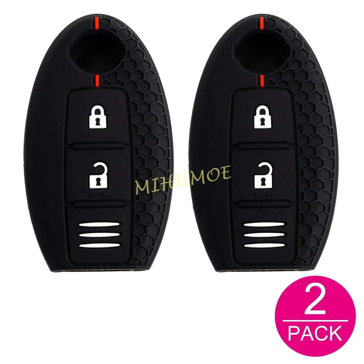 For Nissan Car Key Fob Case Cover Chain Ring X-Trail Qashqai Kicks Murano Note Micra 370Z Juke Leaf Silicone Black 2 Buttons CM World
