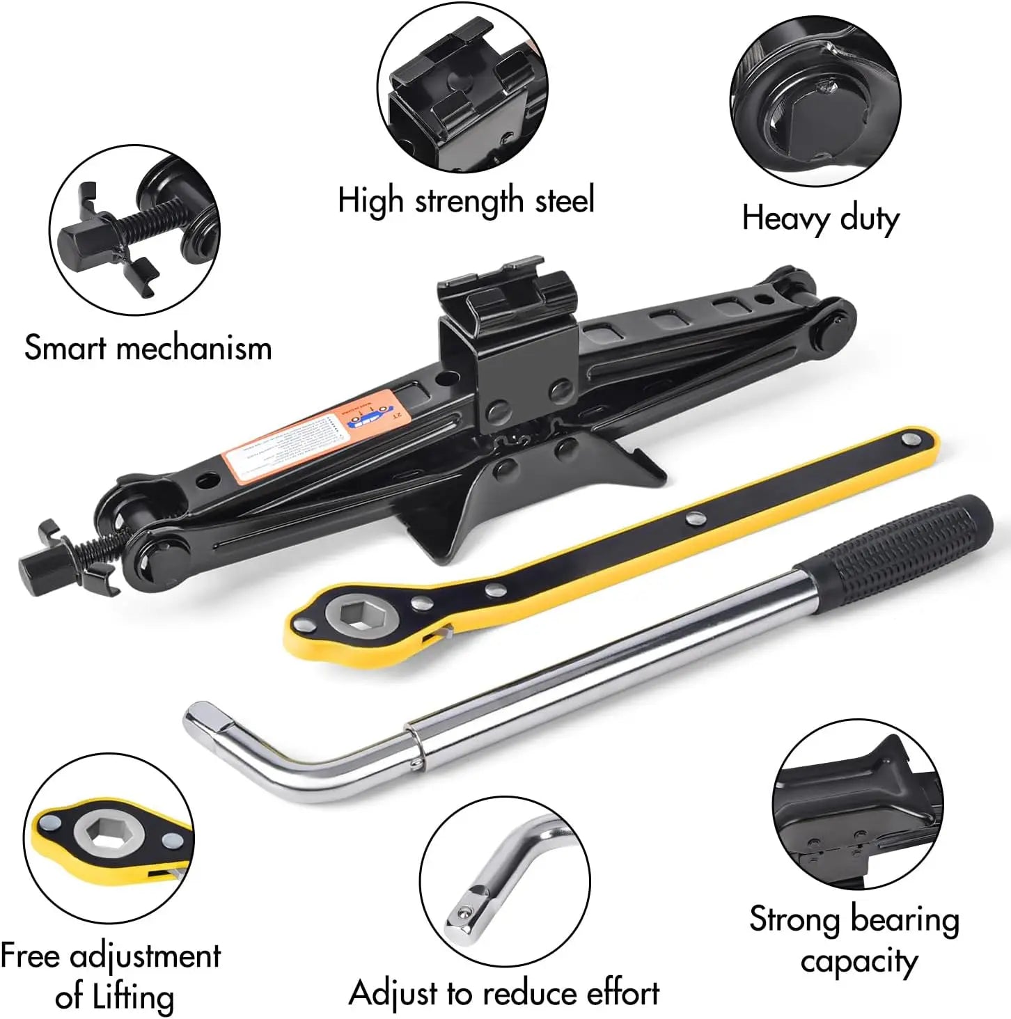 2 Ton Scissor Car Jack with Tire Changing Kit - Emergency Tool for Cars, SUVs, MPVs CM World