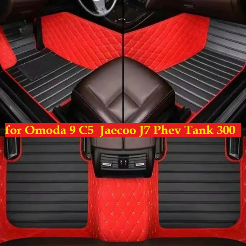Custom Car Floor Mats For Omoda 9 C5 Jaecoo J7 Phev Tank 300 2021-2026 All Weather Auto Accessories Foot Leather Carpets Fashion