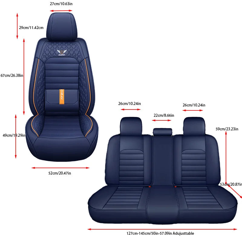 5-seat universal car seat cover, new nappa leather ice silk fixed lumbar support, four-season universal, suitable for most cars CM World