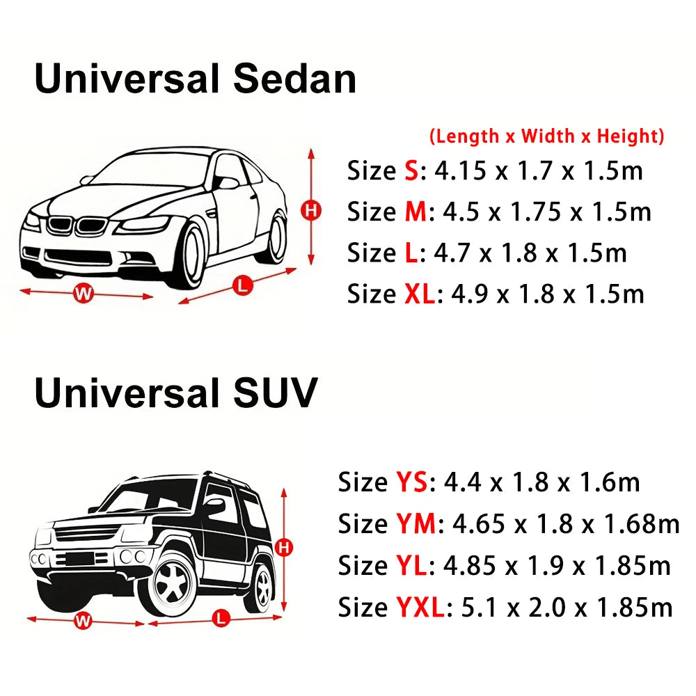 Car Cover Outdoor Protection Exterior Sun Snow UV Covers SUV Sedan Auto Sunshade Dustproof Waterproof Black Silver Car Mobile World