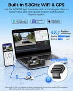 New AZDOME 4K M550 Pro Dash Cam Front Rear Interior 3 in 1 Car Camera 24H Parking Monitor Supercapacitor 5G WIFI GPS ADASCar DVR