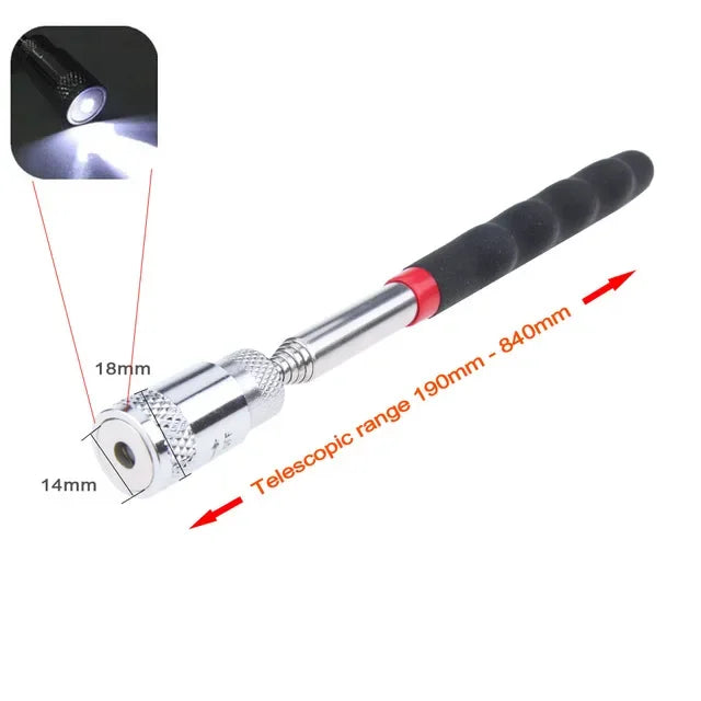 Inspection Mirror with Led Lighting 360° Telescopic Detection Lens Square Retractable Car Engine Chassis Mechanic Repairing Tool CM World