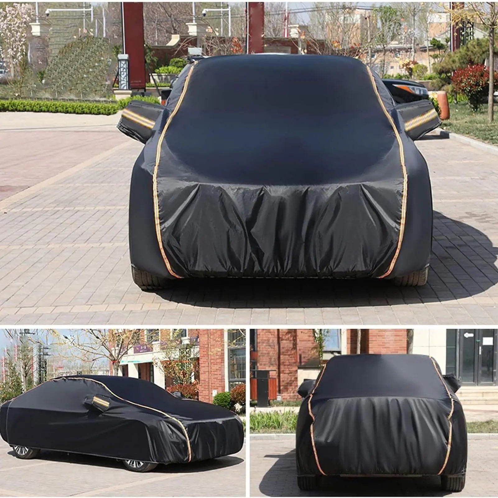 All Weather Waterproof Car Cover Heavy Duty Full Coverage Protection from Rain Sun Snow & Dust for Outdoor Parking & Long Term CM World
