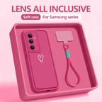 Simple Love Patterned Lanyard Phone Case For Samsung Galaxy S26 S25 FE S26 S24 S23 S22 Ultra S23 Plus S25 Edge Soft Strap Cover