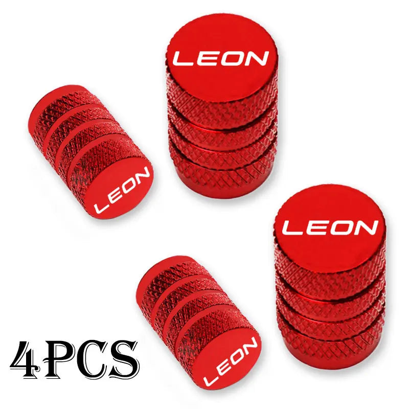 4pcs Auto CNC Badges For Seat Leon Car Wheel Tire Valve Caps Tyre Stem Covers Airdust Waterproof Accessorie CM World