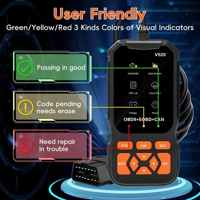 V520 Professional OBD2 Scanner Auto Check Engine Diagnostic Tool for Cars Check Engine Light Code Reader Scanner